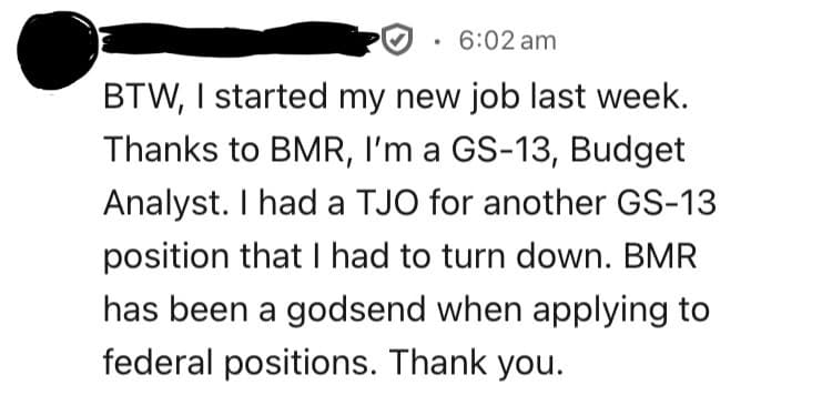 Success story screenshot from James