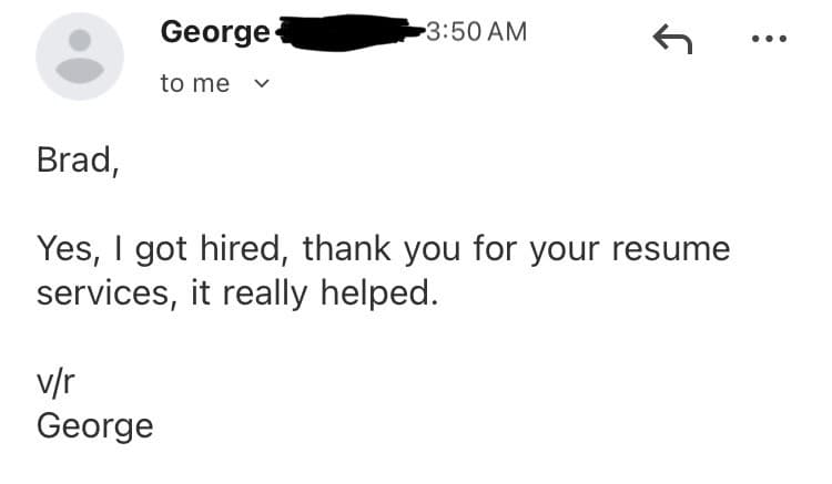 Success story screenshot from George