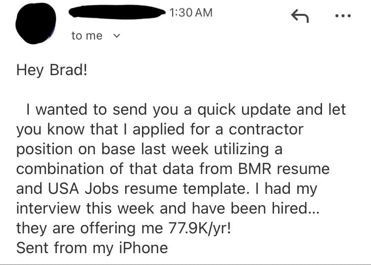 Success story screenshot from Jason