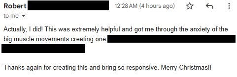 Success story screenshot from Robert