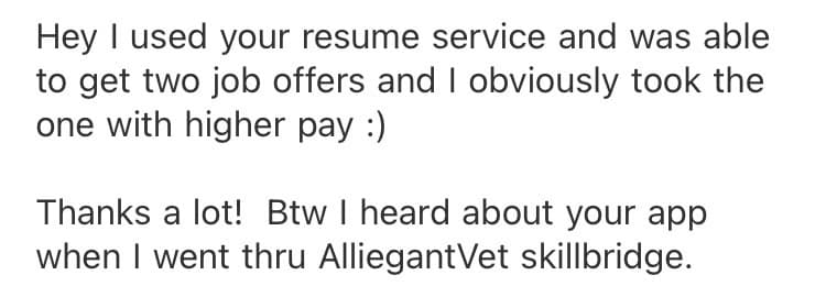 Best Military Resume Success Story - Air Force E-7 veteran hired in Security and Intelligence