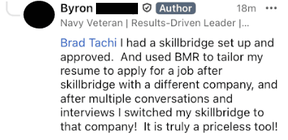 Best Military Resume Success Story - Navy E-6 veteran hired in Financial Advisor Skillbridge at First Command Financial Services