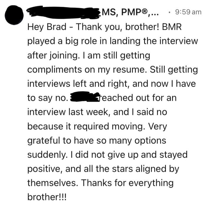 Best Military Resume Success Story - Army E-5 veteran hired in Program Management