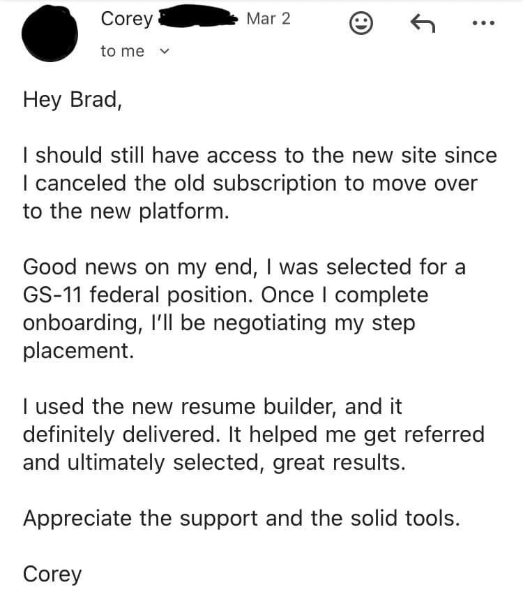 Success story from Corey, Air Force Senior Security Manager