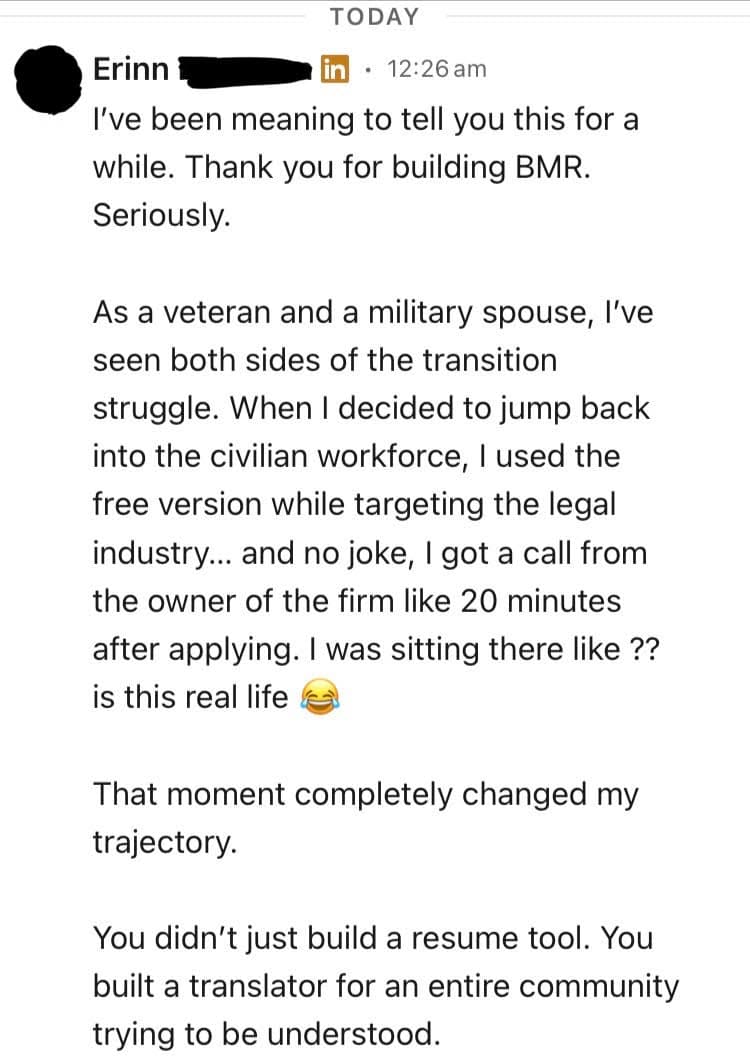 Success story from Erinn, Air Force Veteran