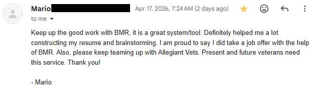 Success story from Mario, Master Sergeant (E-7) Air Force