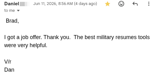 Success story from Daniel, Master Chief Petty Officer (E-9), Navy
