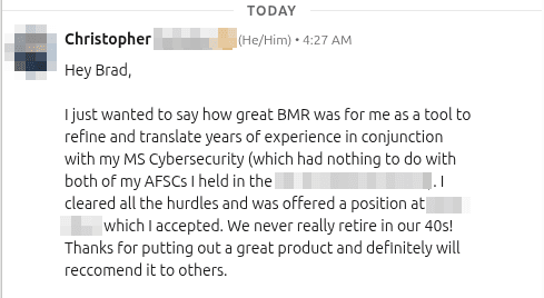 Success story from Christopher, Master Sergeant (E-7) Air Force