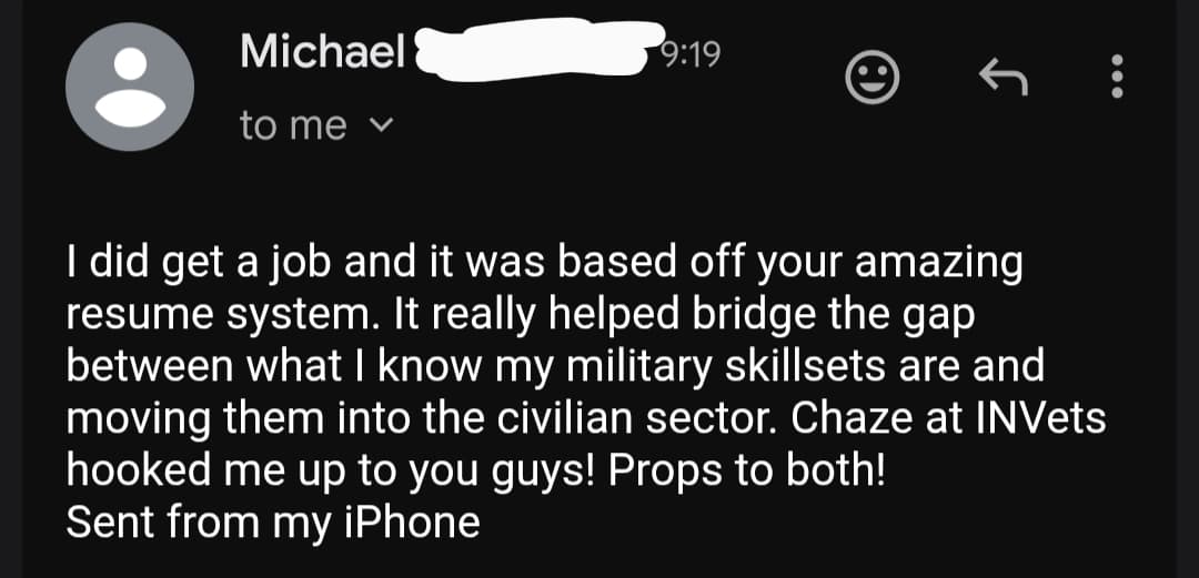 Success story from Michael, Chief Petty Officer (E-7) Navy