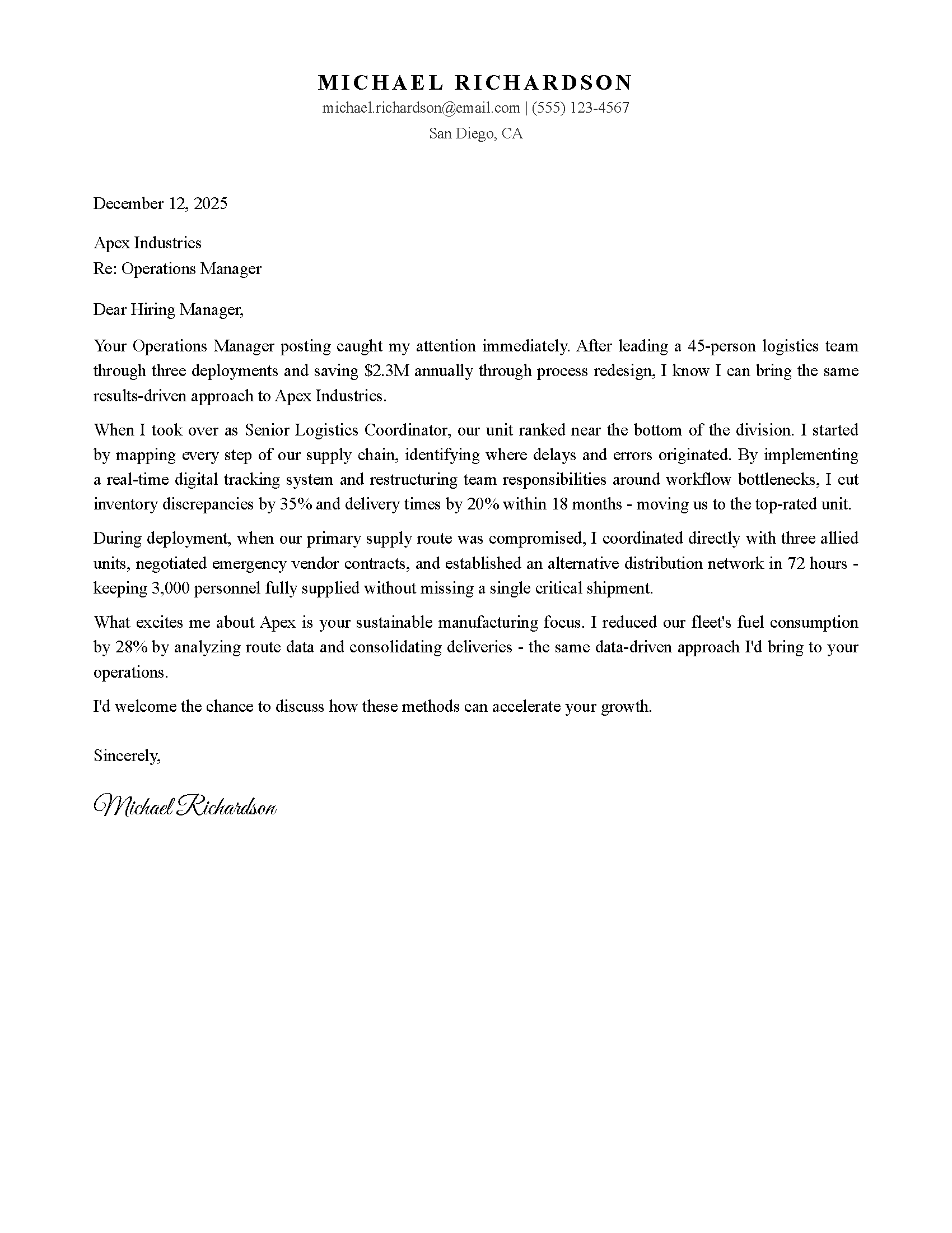 Classic cover letter template for federal jobs - traditional format ideal for government applications